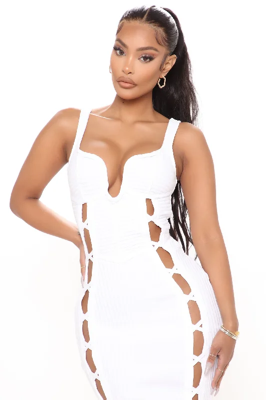 No Cuts Given Bandage Midi Dress - White