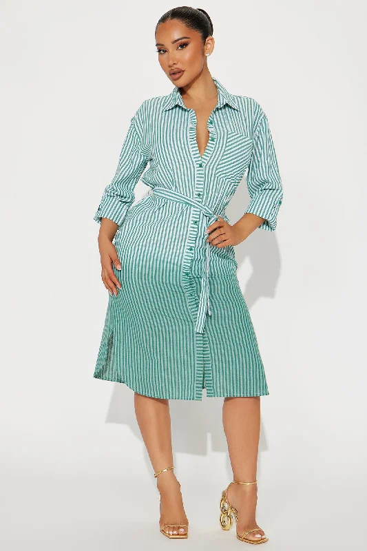 Ollya Midi Shirt Dress - Green