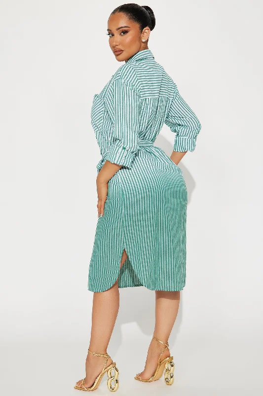 Ollya Midi Shirt Dress - Green