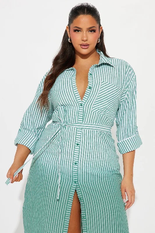 Ollya Midi Shirt Dress - Green