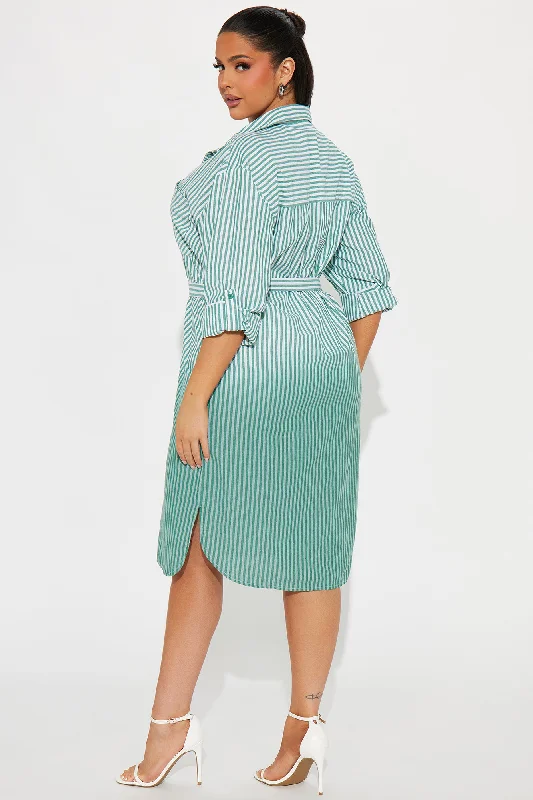 Ollya Midi Shirt Dress - Green