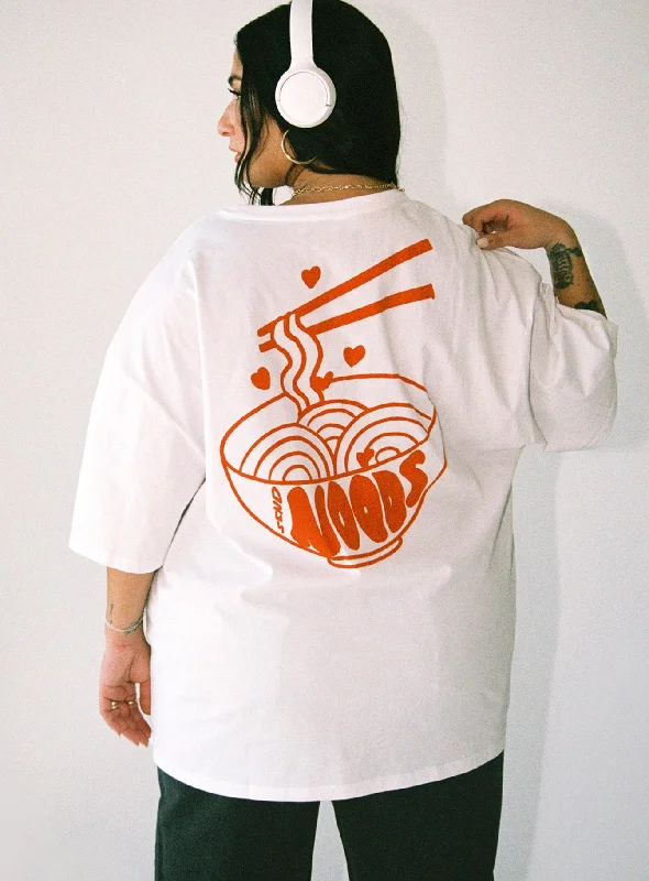 Noods Oversized Tee White Curve