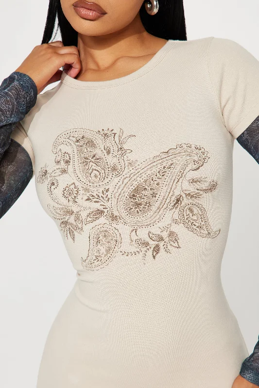 Paisley T-Shirt Mini Dress - Cream/combo