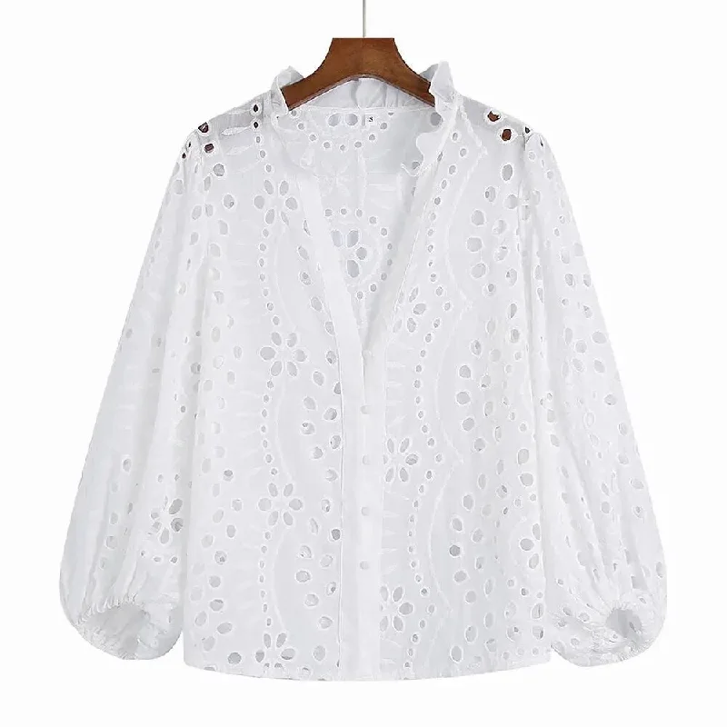 Pretty V-Neck Summer Blouse