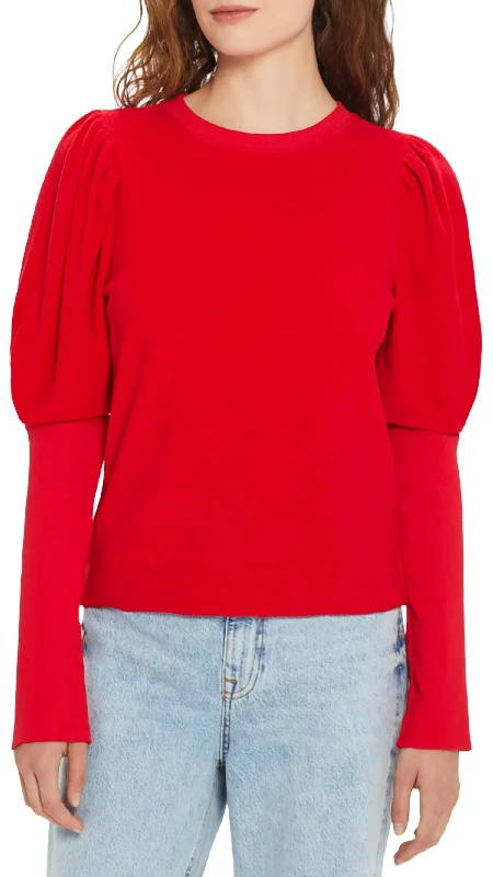 Puff Sleeve Sweatshirt In Red