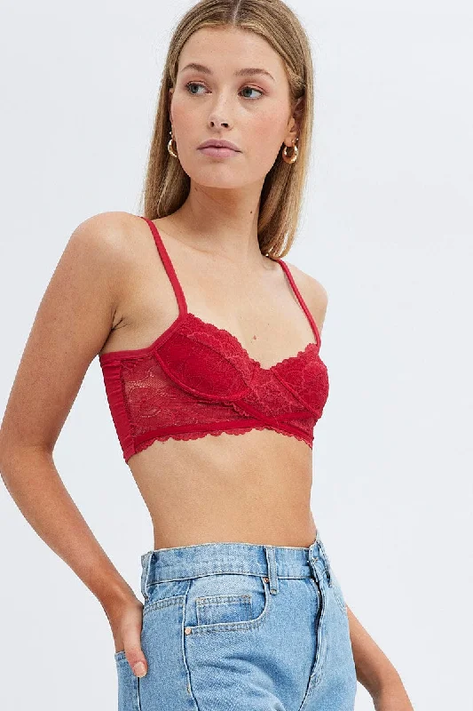 Red Lace Corset Singlet Crop