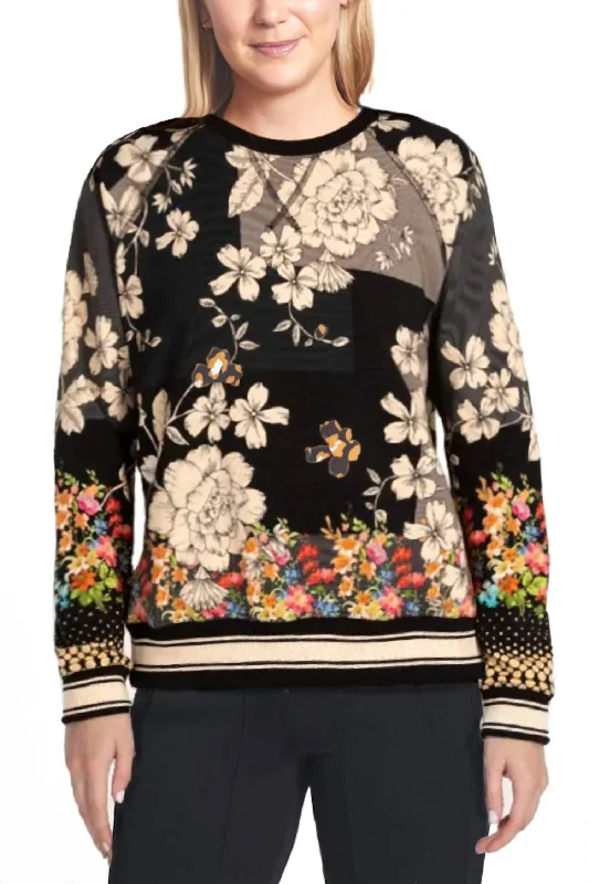 Redland Raglan Crew Sweatshirt In Black Multi