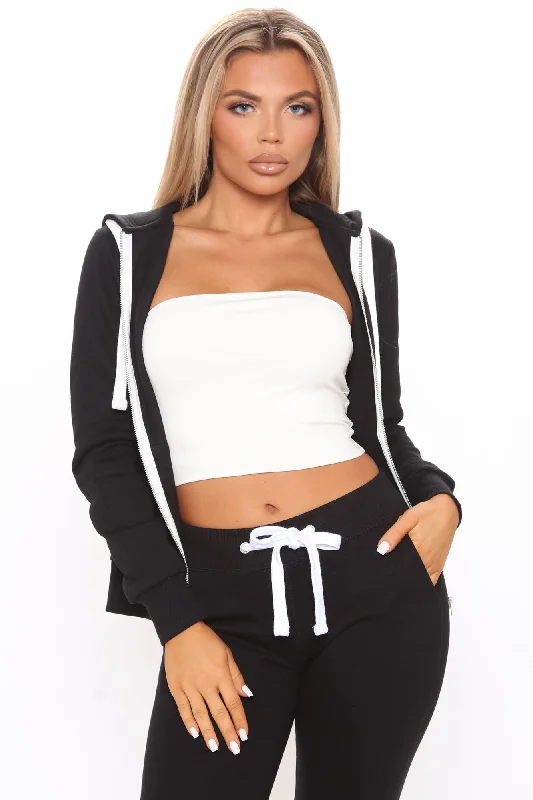 Relaxed Vibe Zip Up Jacket - Black