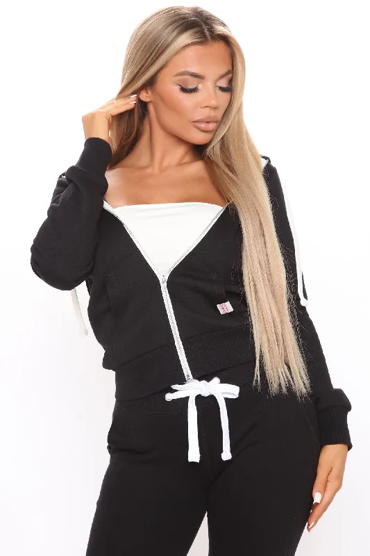 Relaxed Vibe Zip Up Jacket - Black