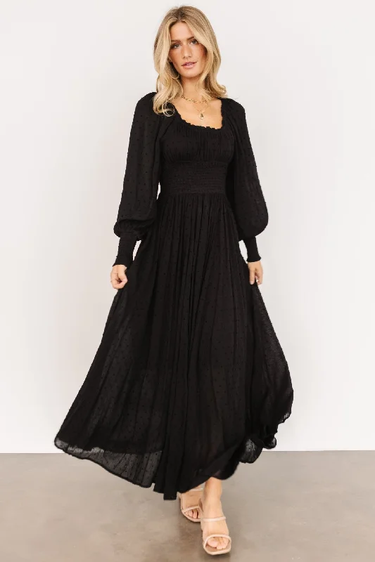 Renata Dot Maxi Dress | Black