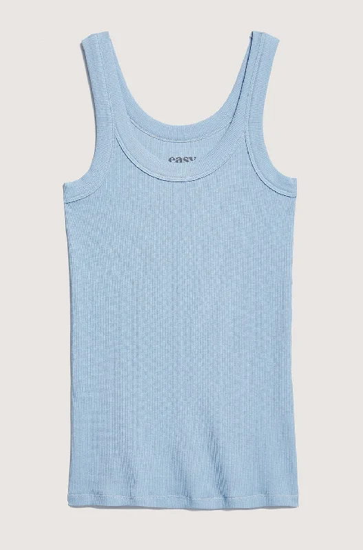 Rib Fitted Scoop Tank (Faded Denim)