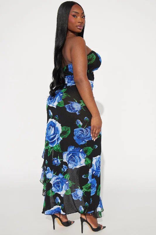 Rosa Mesh Maxi Dress - Blue/combo