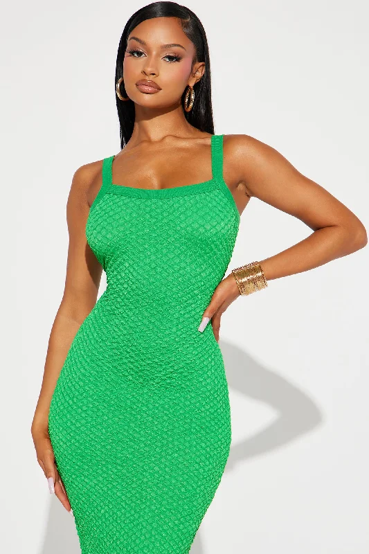 Sarah Textured Midi Dress - Green