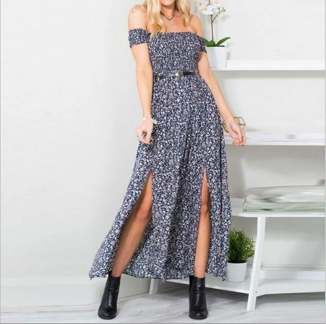 Sexy Strapless Beach Summer Dress Sundresses Vintage Maxi Dress