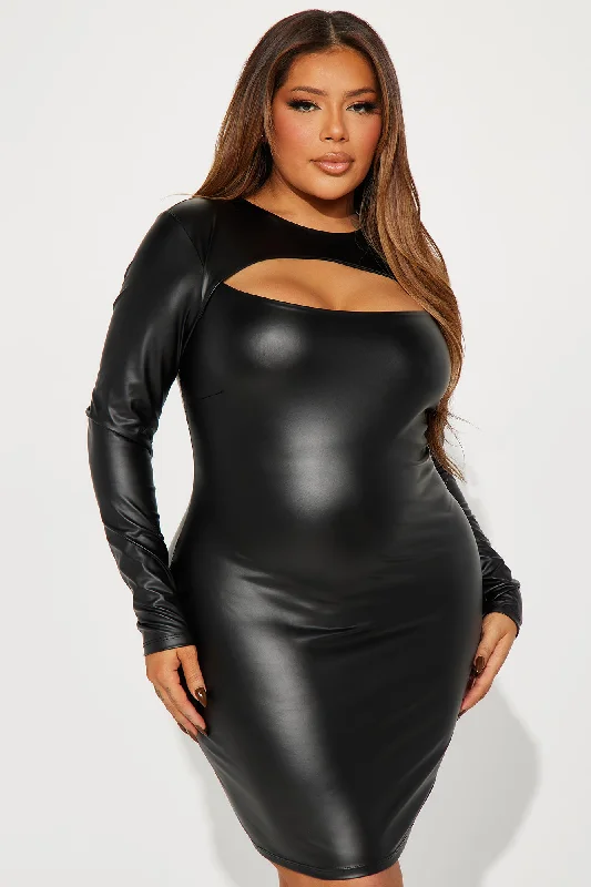 Sofia Faux Leather Mini Dress - Black