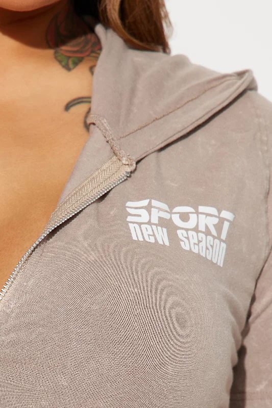 Stay Sporty Washed Hoodie - Taupe/combo