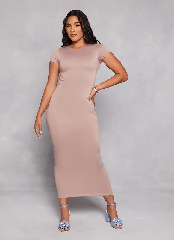 Double Layered Crew Neck Maxi Dress