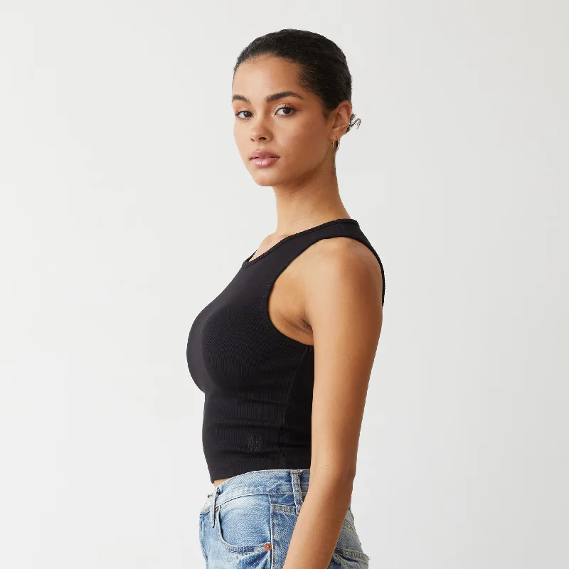 Supima Rib Crop High Neck Tank