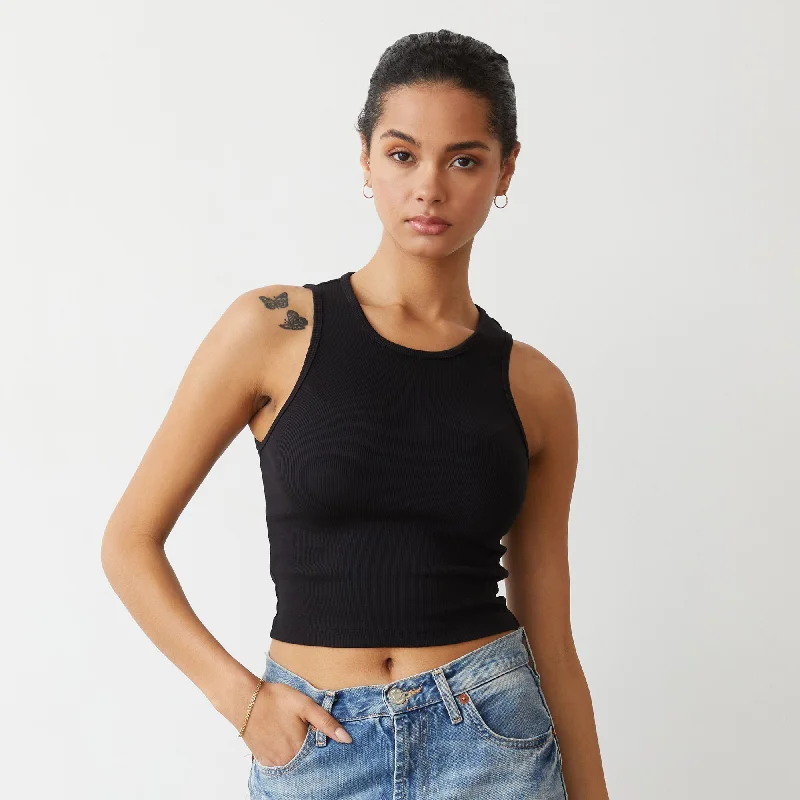 Supima Rib Crop High Neck Tank