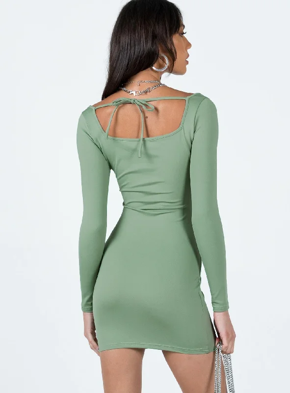 Talisa Long Sleeve Mini Dress Green