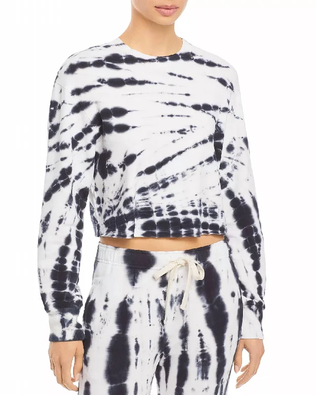 Tie Dyed Cropped Sweatshirt In Faded Black