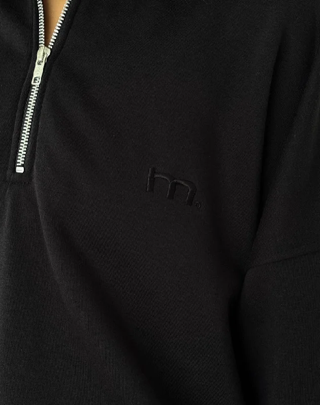 Tirma High Neck Jumper in Tonal Black with M Embroidery