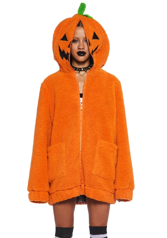 Urban Legend Pumpkin Hooded Sherpa Jacket