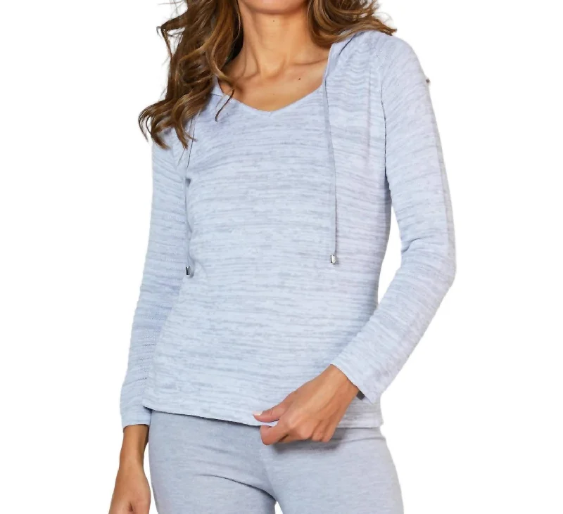 V-Neck Hoodie Top In Slate