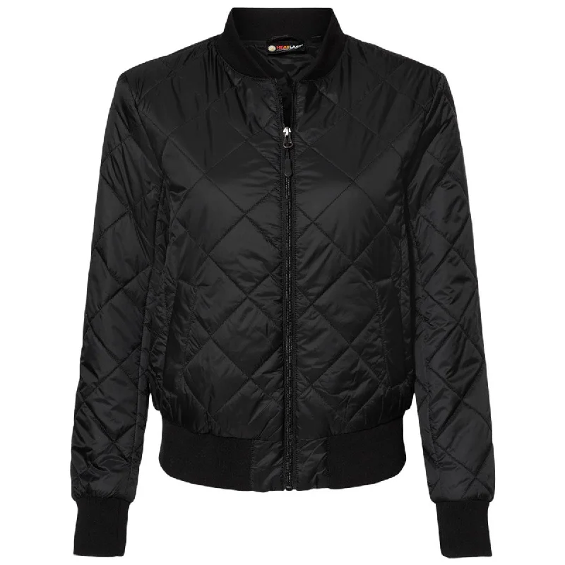 Weatherproof Women's Black Heat Last Quilted Packable Bomber