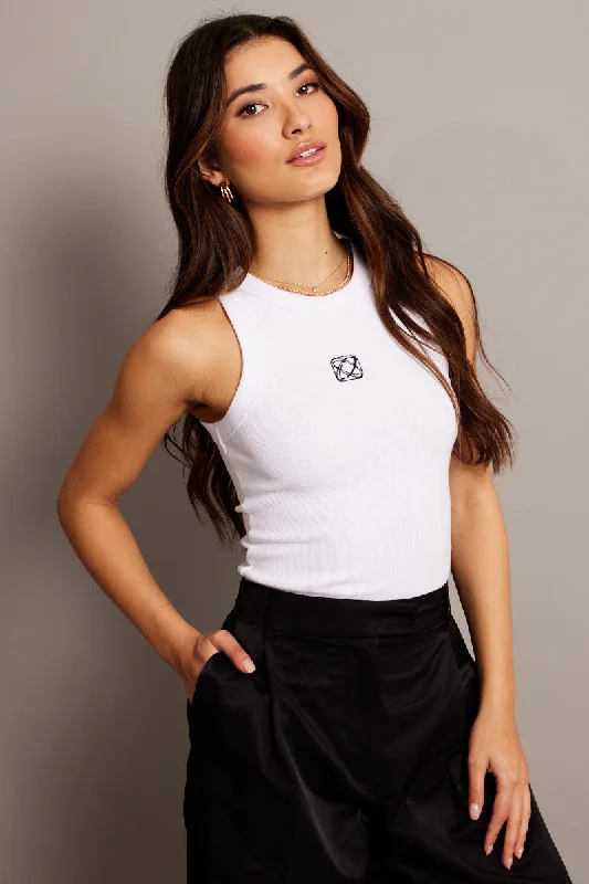 White Rib Tank Sleeveless