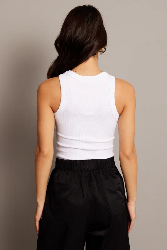 White Rib Tank Sleeveless