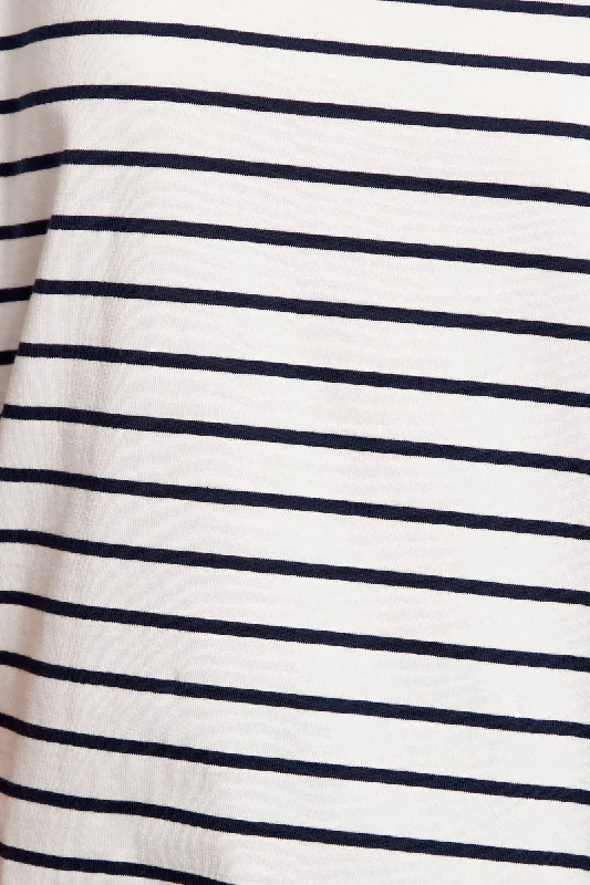 White Stripe Oversized T Shirt Short Sleeve Crew Neck