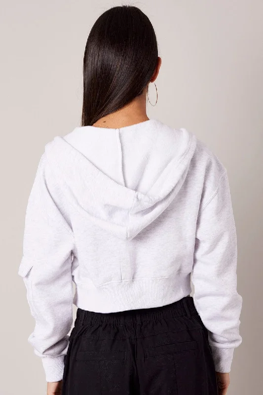 White Zip Hoodie Long Sleeve