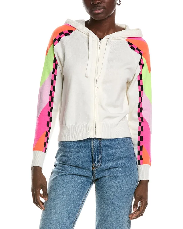 WISPR Chevron Stripe Silk-Blend Crop Hoodie