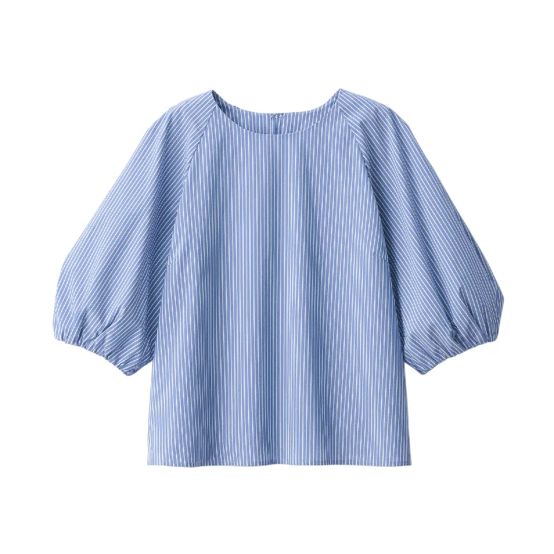 Women's Quick Dry Broadcloth Half Sleeve Striped Blouse