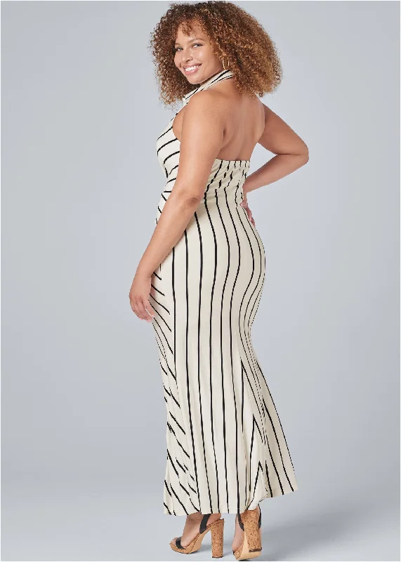 Knot detail maxi dress - Cream & Black