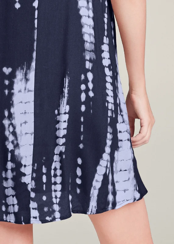 Tie dye V-neck shift dress - Navy Multi