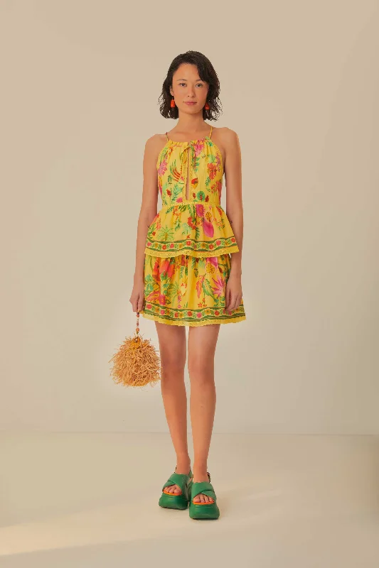 Yellow Delicate Fruit Garden Sleeveless Blouse