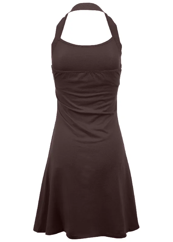 Halter neck dress - Brown