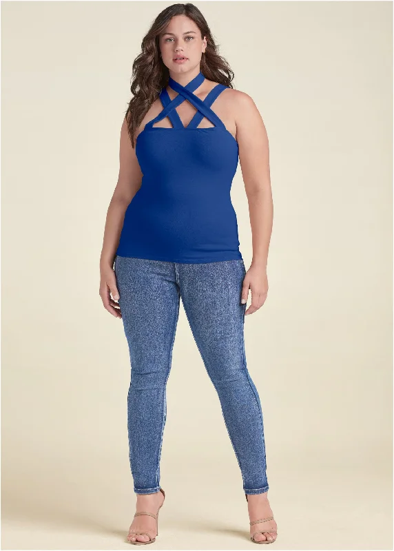 Strappy sleeveless top - Blue