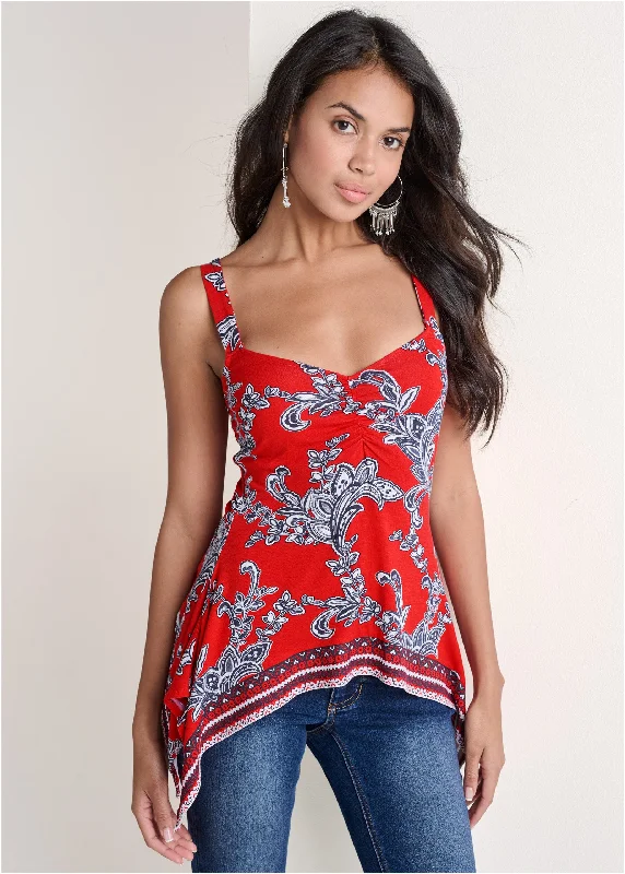 Paisley and patriotic tank - Red and Blue