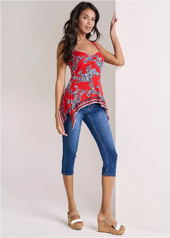 Paisley and patriotic tank - Red and Blue