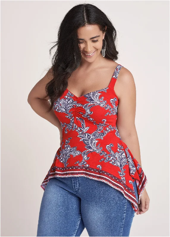 Paisley and patriotic tank - Red and Blue