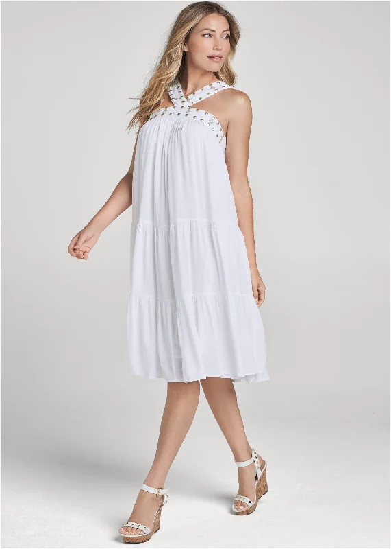 Tiered midi dress - White