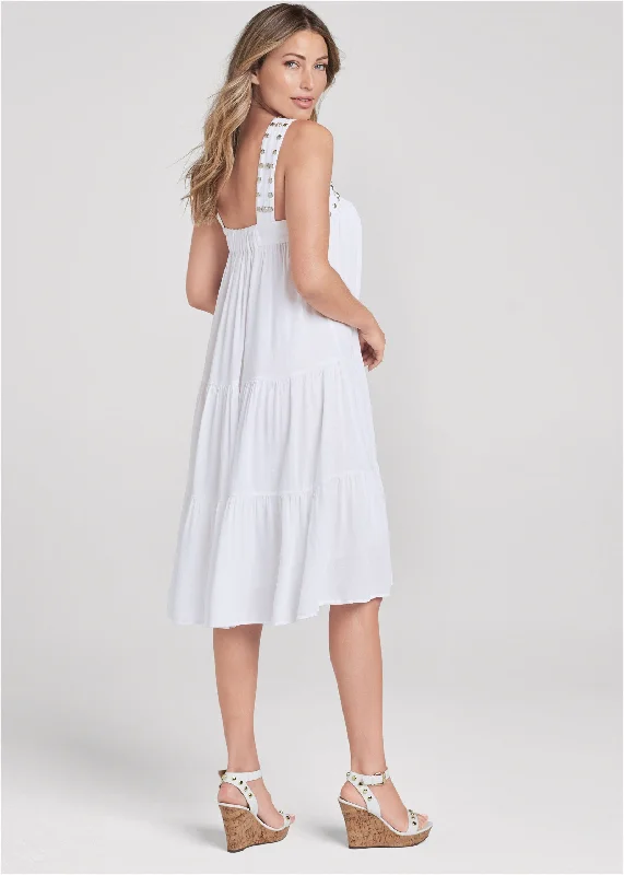 Tiered midi dress - White