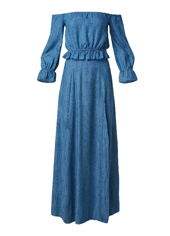 Two-piece chambray dress - Medium Wash