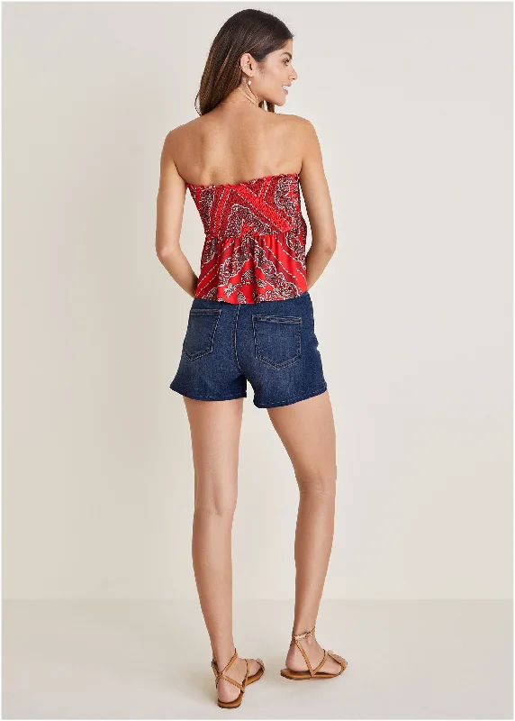 Smocked bandana top - Bandana Red