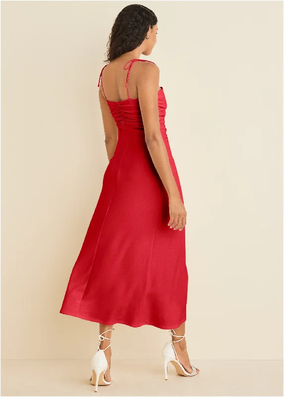 Ruched cutout maxi dress - Red