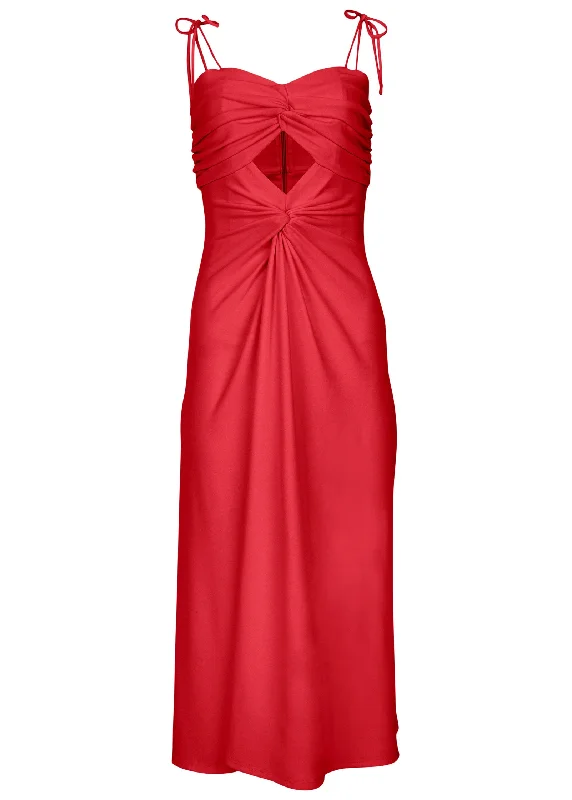 Ruched cutout maxi dress - Red