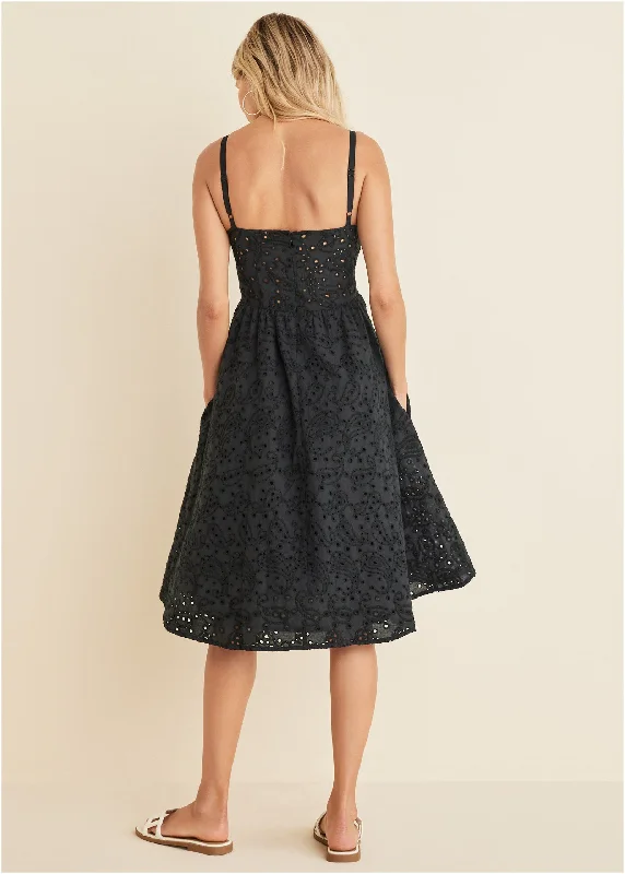 Paisley eyelet dress - Black